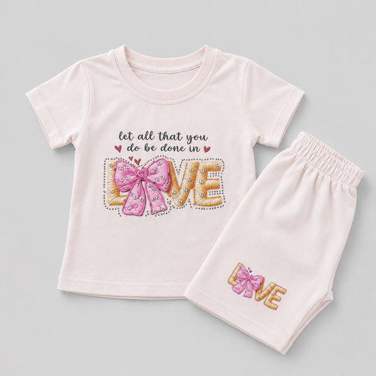 Sweet LOVE Printed Girls Co-Ord Set