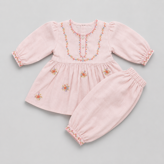 Elegant Embroidered Girls Eastern Co-Ord Set