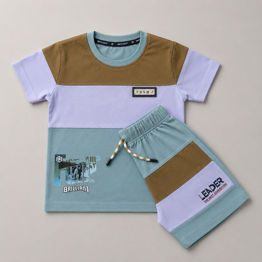 Premium Boys Color Block Summer Co-Ord Set
