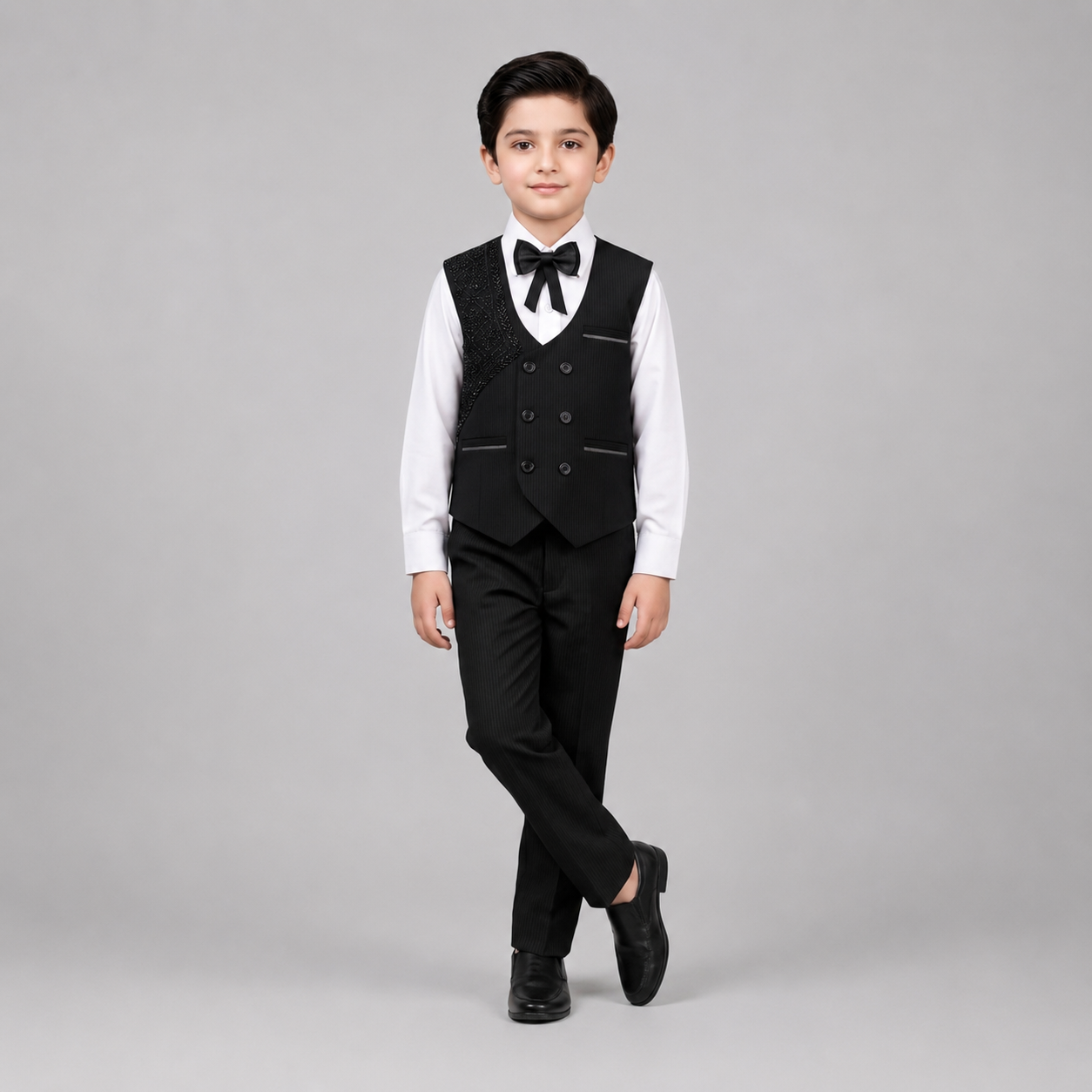 Elegant Black Boys Formal Four-Piece Set GE7800