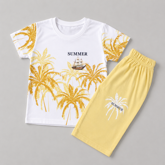 Tropical Summer Palm Tree Capri Set