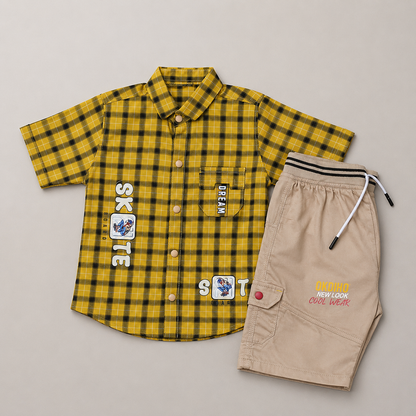 Bold Checkered Boys Summer Cargo Set