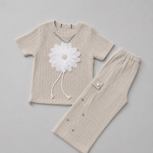 Elegant Blossom Girls Trouser Set