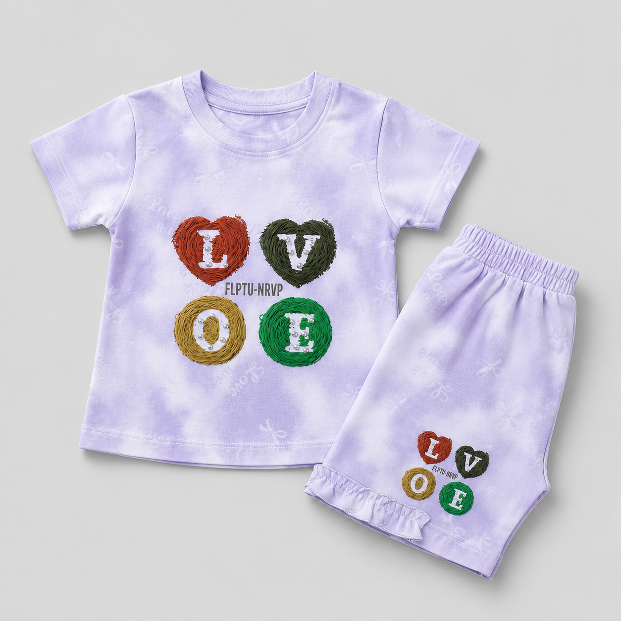 Cute LOVE Printed Girls Co-Ord Set