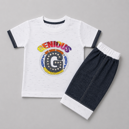 Genius Graphic Denim Shorts Summer Set