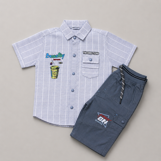 Modern Stripe Boys Casual Cargo Set