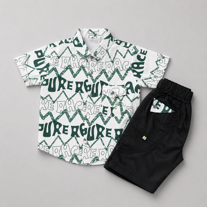 Trendy Printed Boys Shirt & Shorts Co-Ord Set