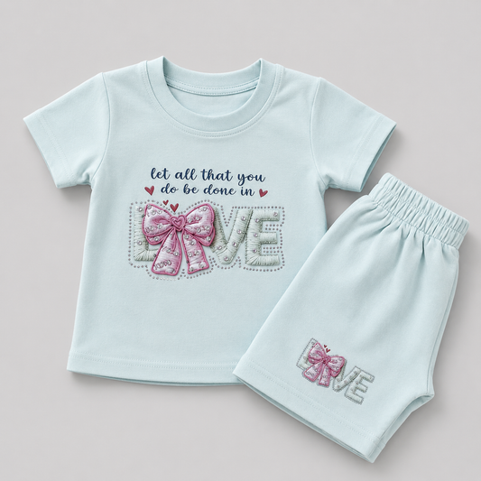 Sweet LOVE Printed Girls Co-Ord Set