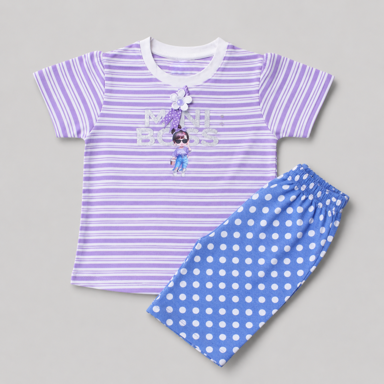 Mini Boss Striped Girls Summer Set