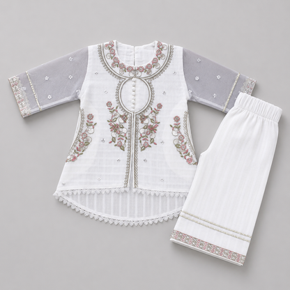 Luxury Floral Embroidered Girls Eastern Set
