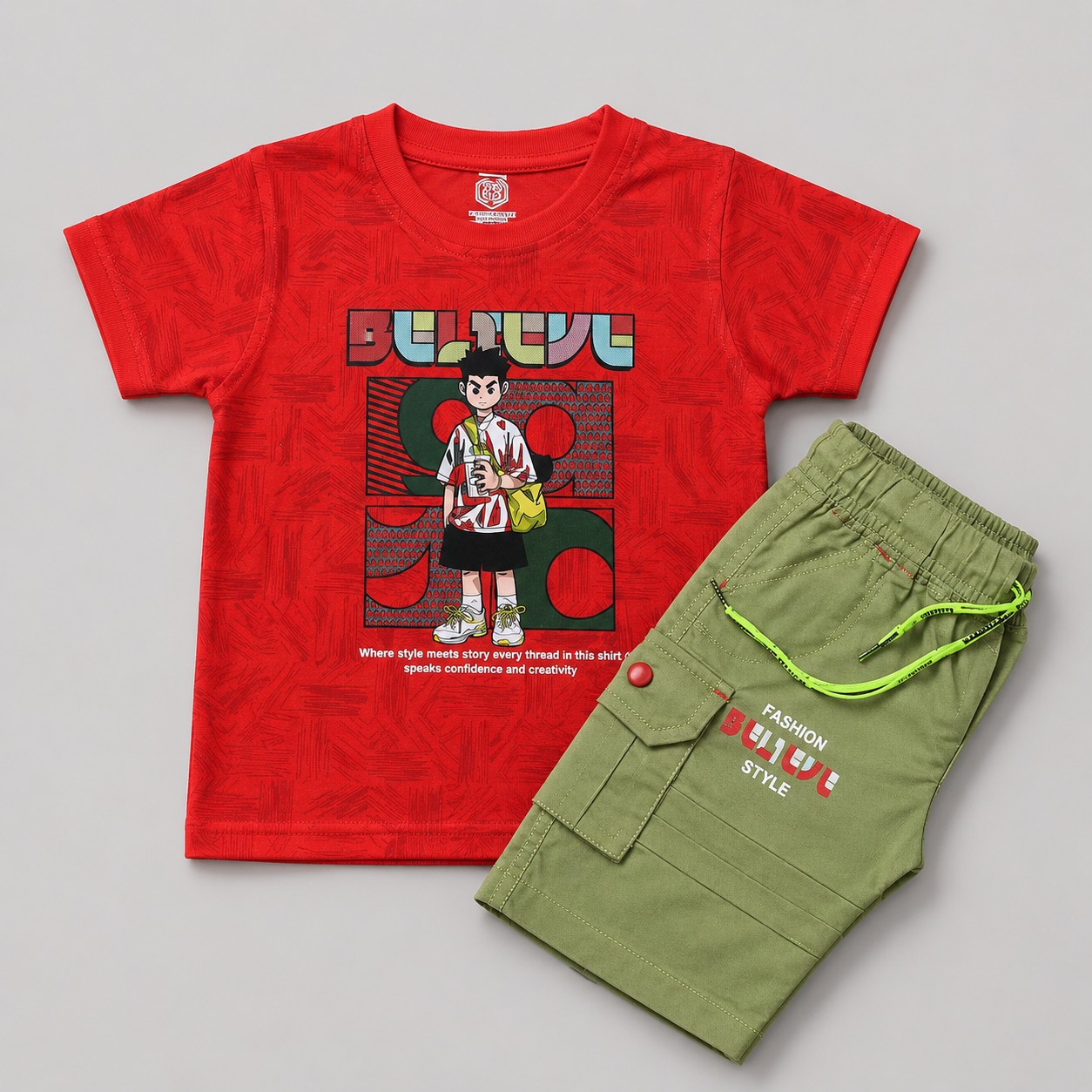 Bold Streetwear Boys Summer Shorts Set