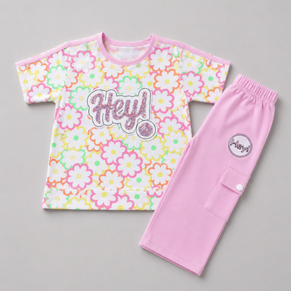 Pastel Floral Cargo Capri Summer Set