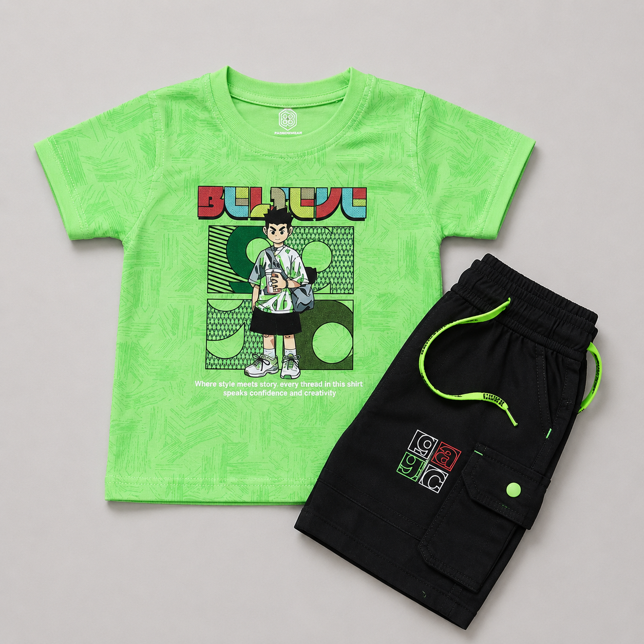 Bold Streetwear Boys Summer Shorts Set