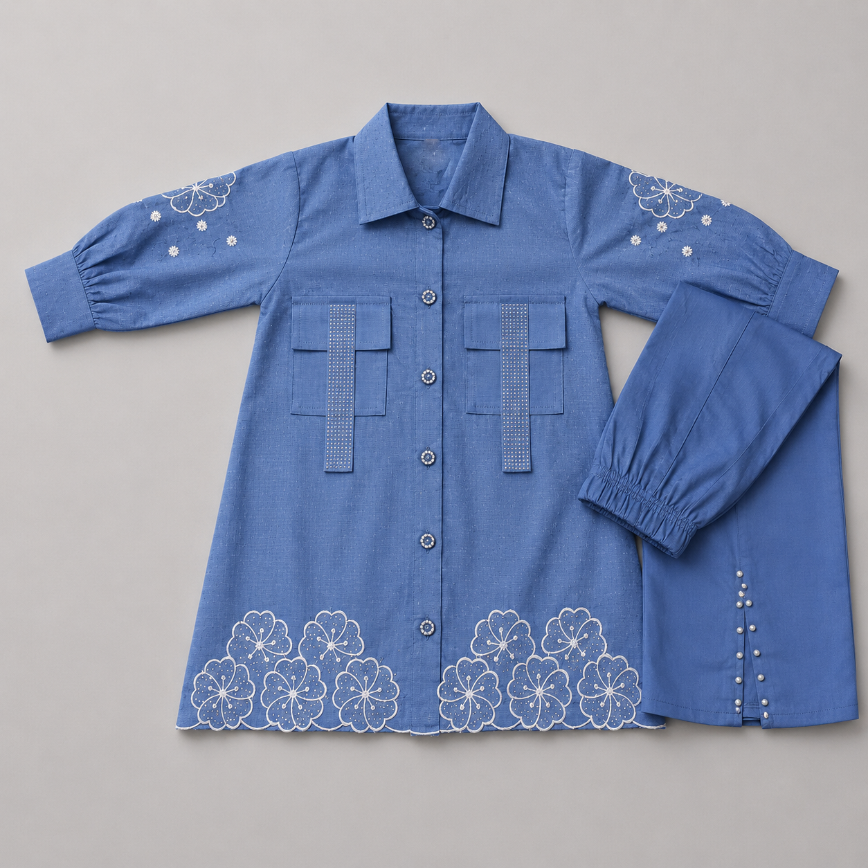 Luxury Embroidered Girls Co-Ord Set
