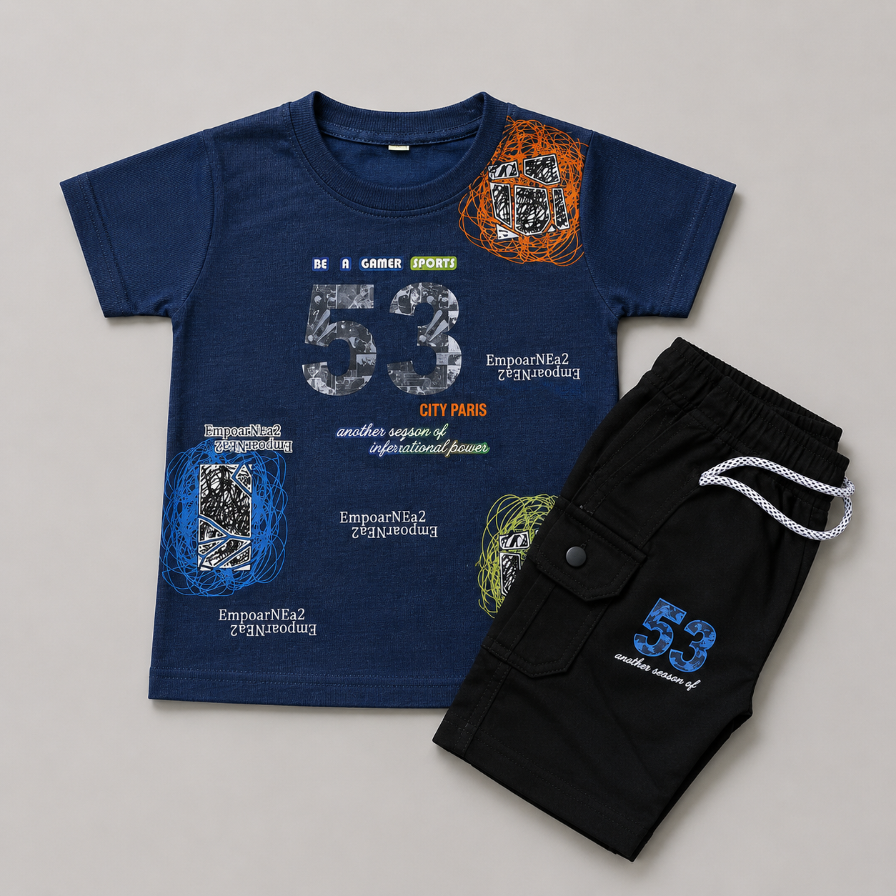 Sporty Street Boys Cargo Shorts Set