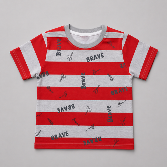 Brave Striped Boys Casual T-Shirt