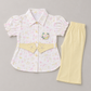 Belt Style Girls Floral Shirt & Trouser Set