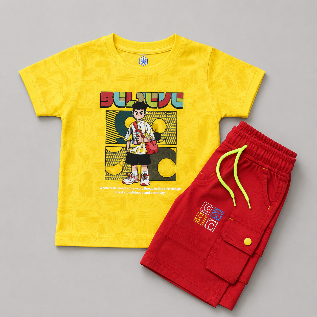 Bold Streetwear Boys Summer Shorts Set