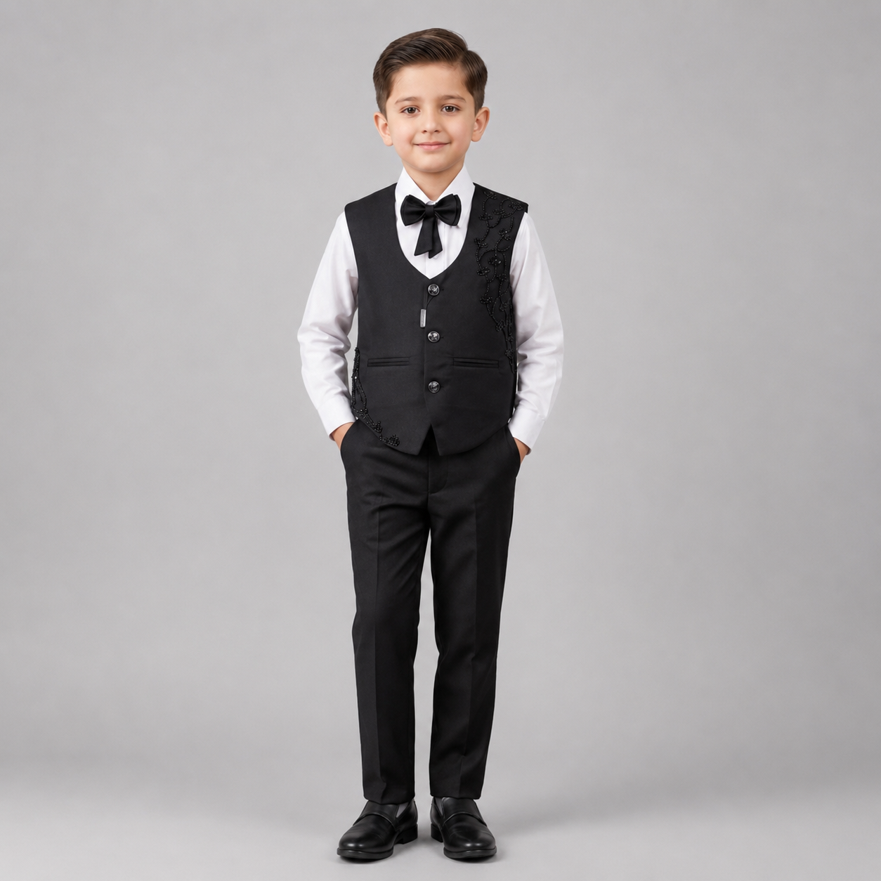 Boys Embroidered Waistcoat Formal Suit Set 7795