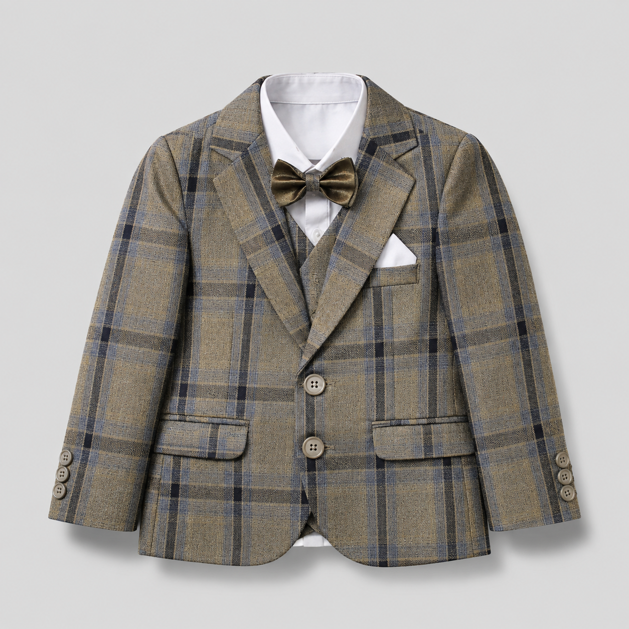 Classic Plaid Boys Formal Five-Piece Suit GE7784