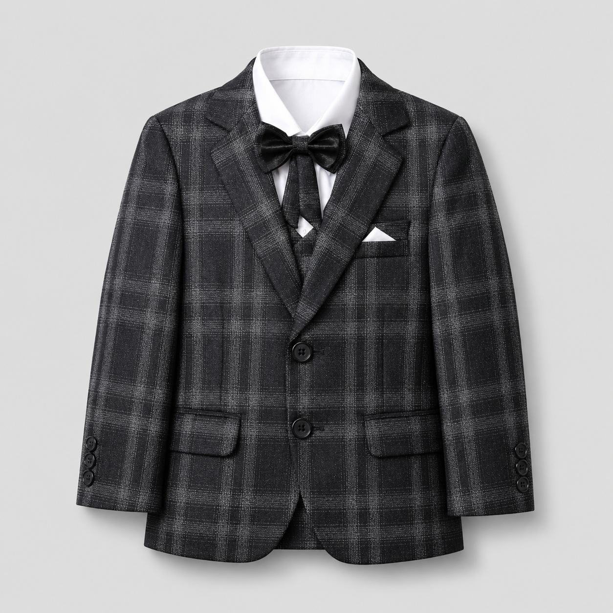 Classic Plaid Boys Formal Five-Piece Suit GE7784