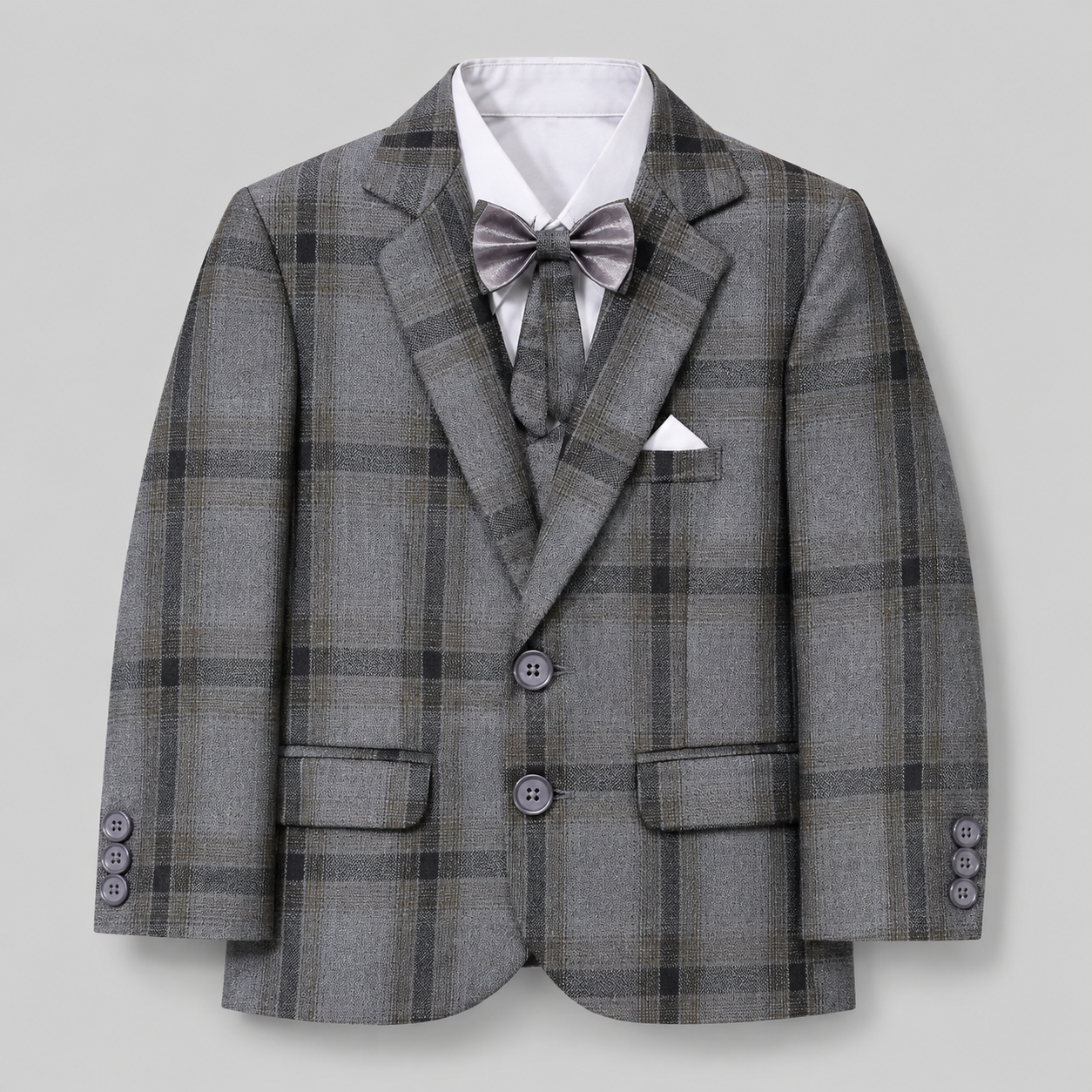 Classic Plaid Boys Formal Five-Piece Suit GE7784