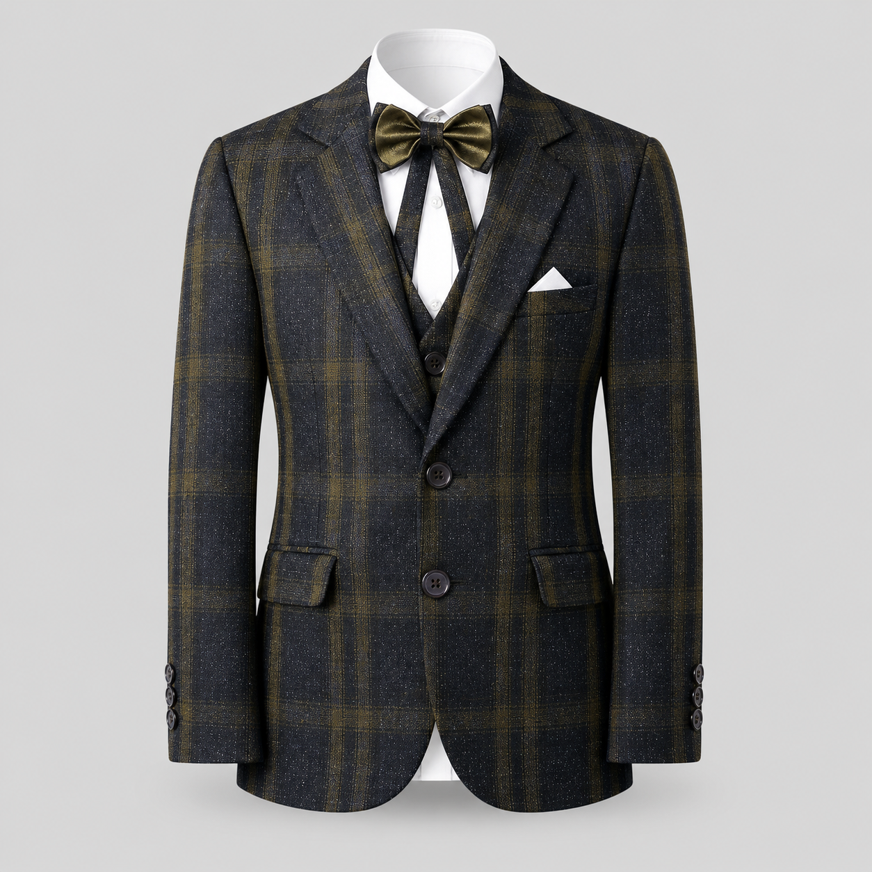 Classic Plaid Boys Formal Five-Piece Suit GE7784