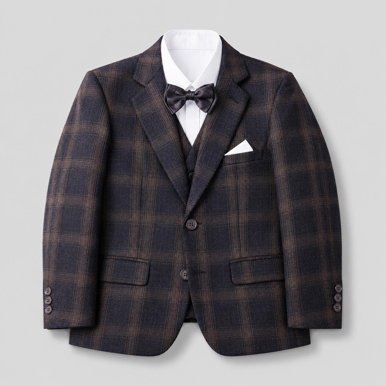 Classic Plaid Boys Formal Five-Piece Suit GE7784