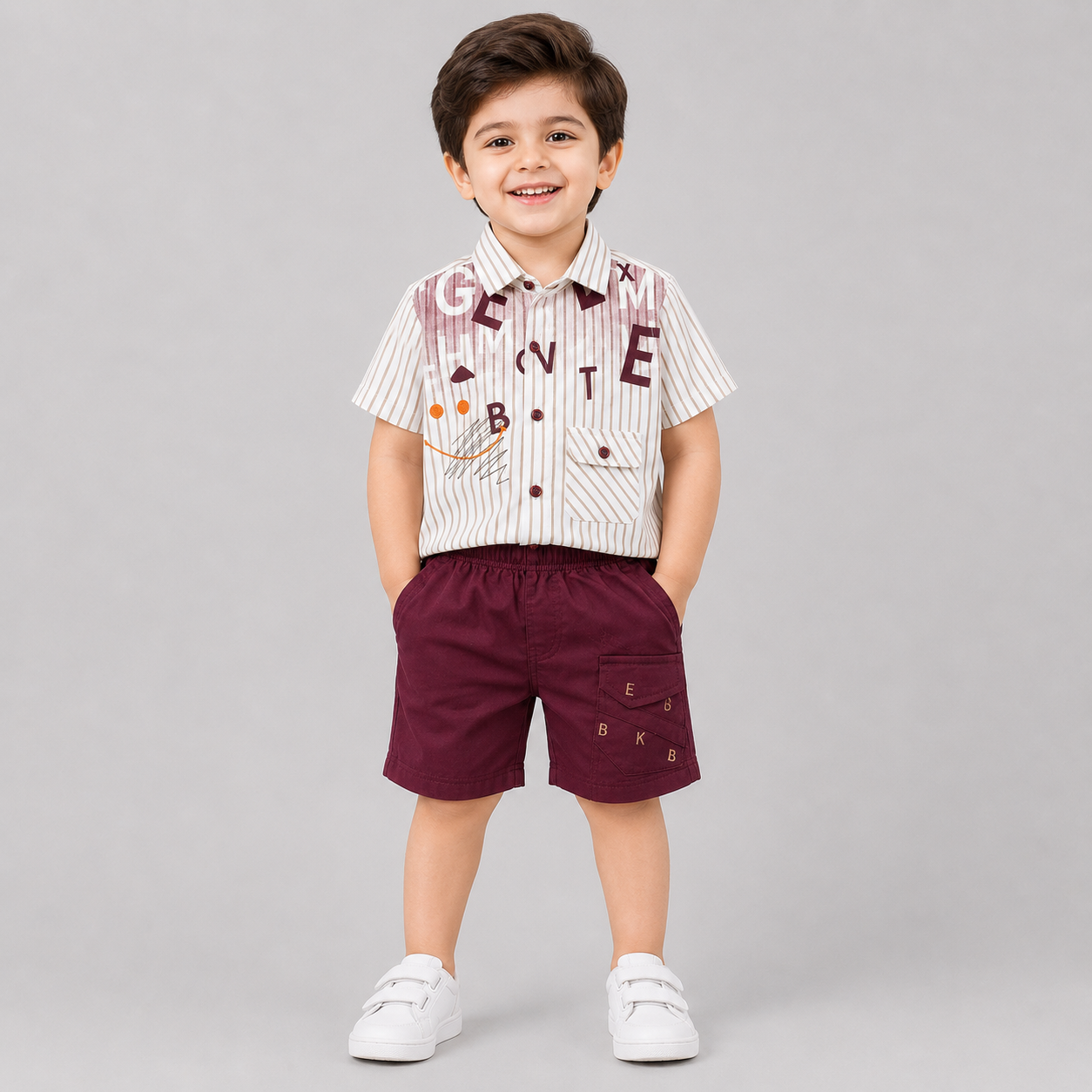 Smart Striped Boys Shirt & Shorts Co-Ord Set