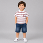 Nautical Stripe Polo Denim Shorts Set