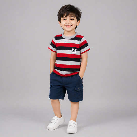 Classic Striped Boys Casual T-Shirt