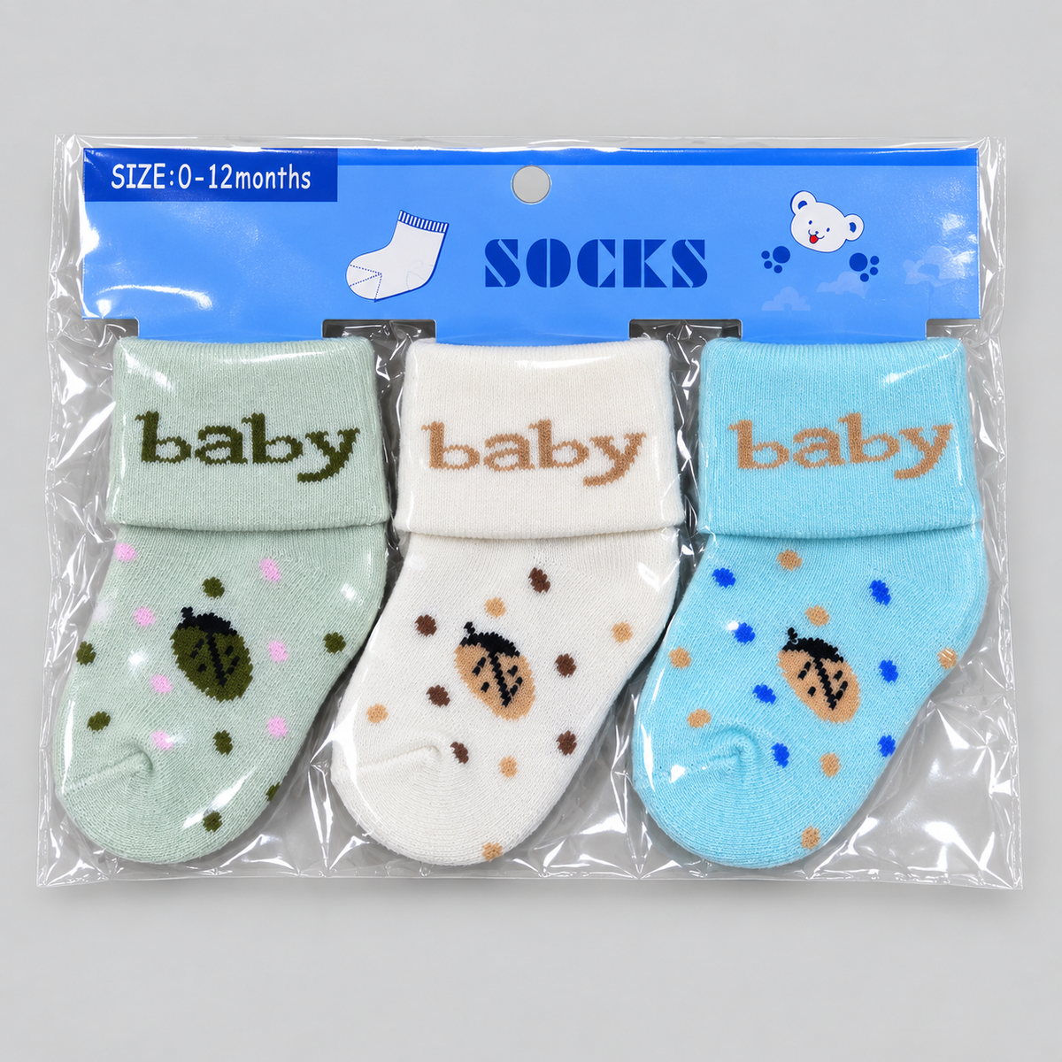 Cute Baby Socks 3-Pack Assorted Designs