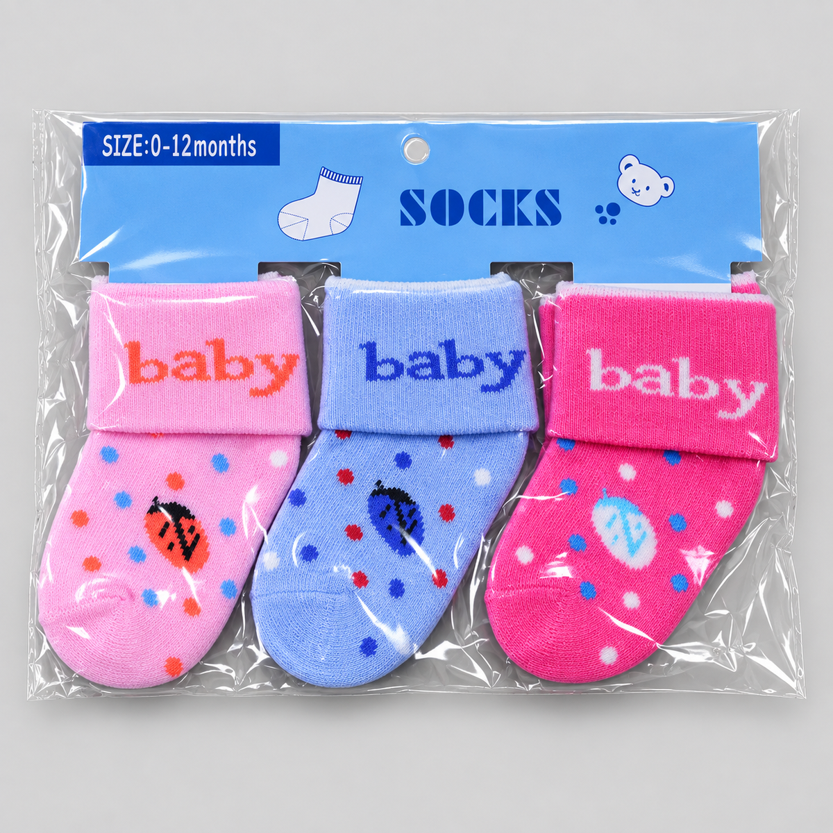 Cute Baby Socks 3-Pack Assorted Designs