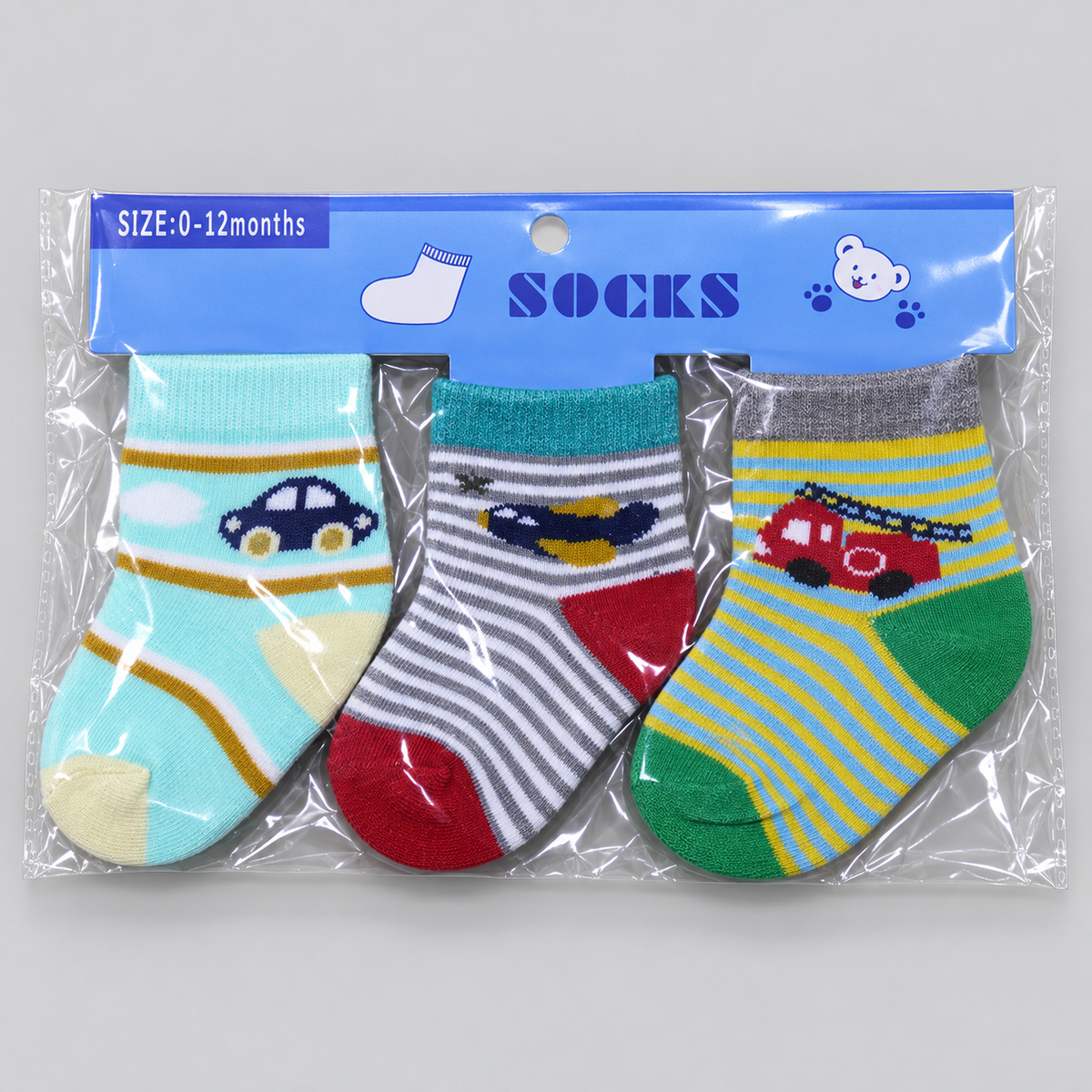 Cute Baby Socks 3-Pack Assorted Designs