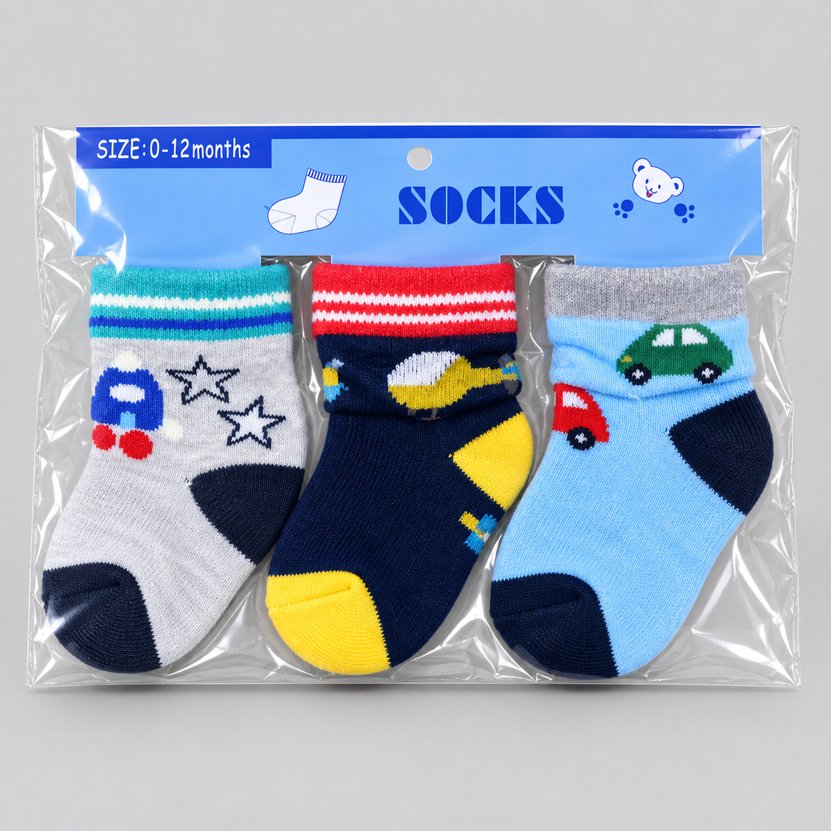 Cute Baby Socks 3-Pack Assorted Designs