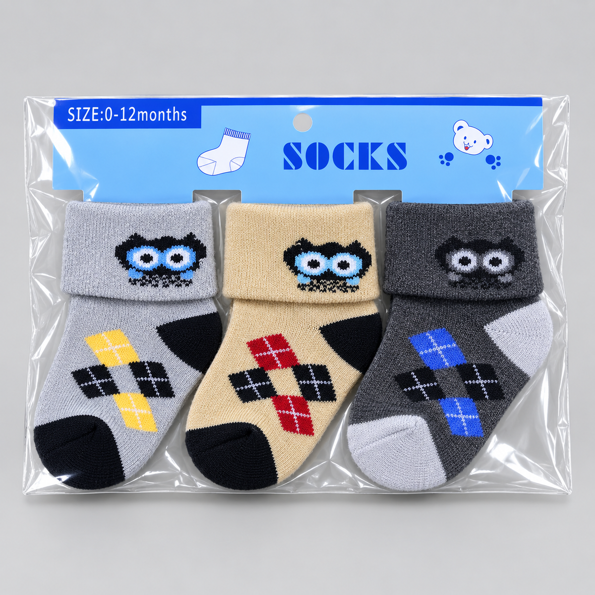Cute Baby Socks 3-Pack Assorted Designs