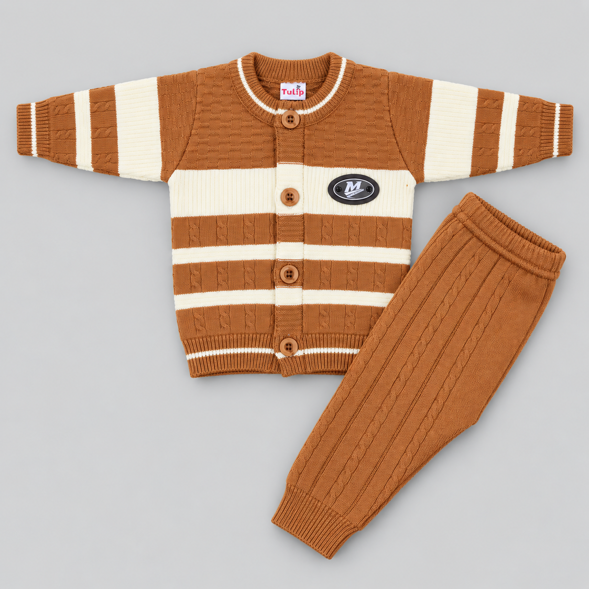 Premium Striped Knitted Baby Winter 2-Piece Set