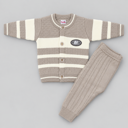 Premium Striped Knitted Baby Winter 2-Piece Set