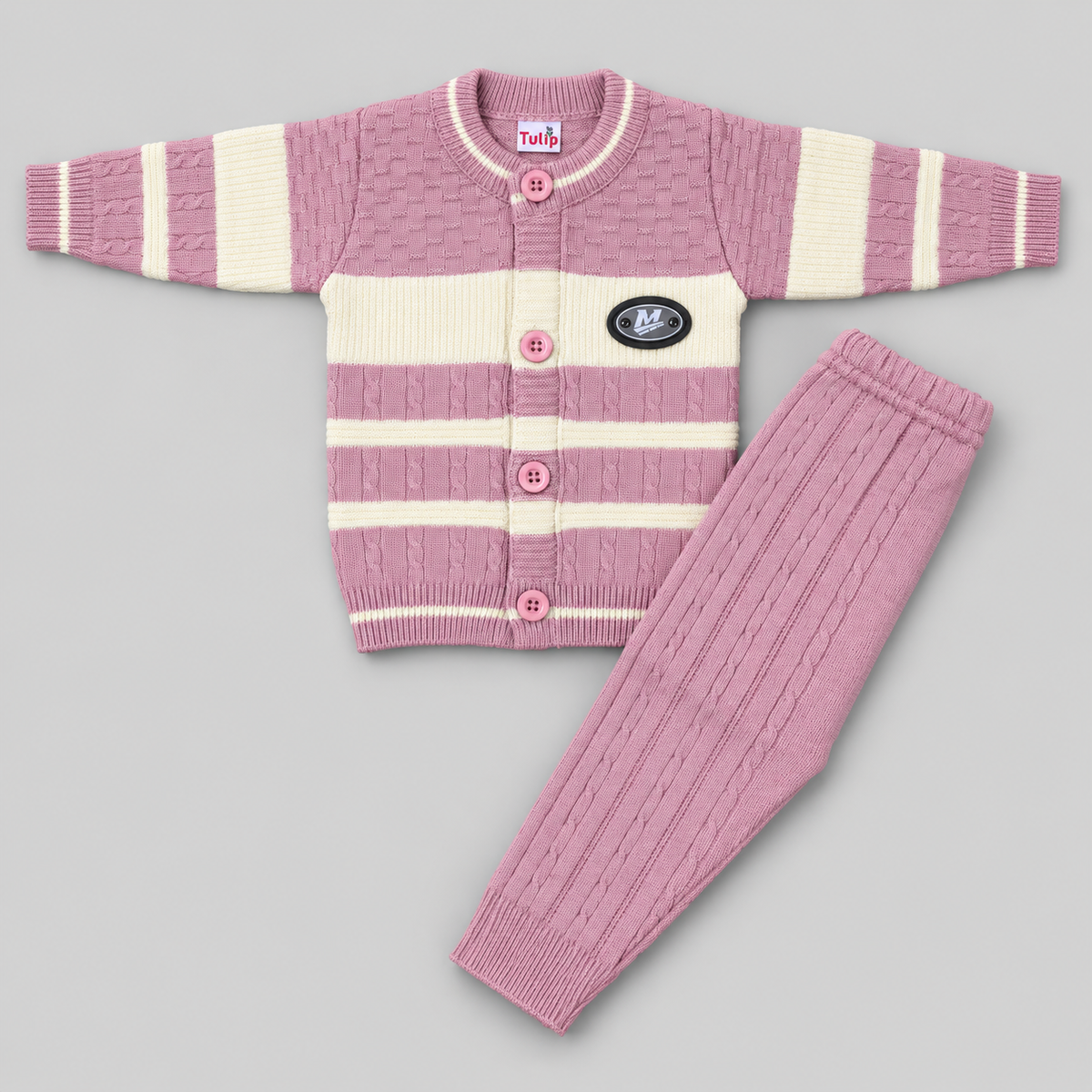 Premium Striped Knitted Baby Winter 2-Piece Set