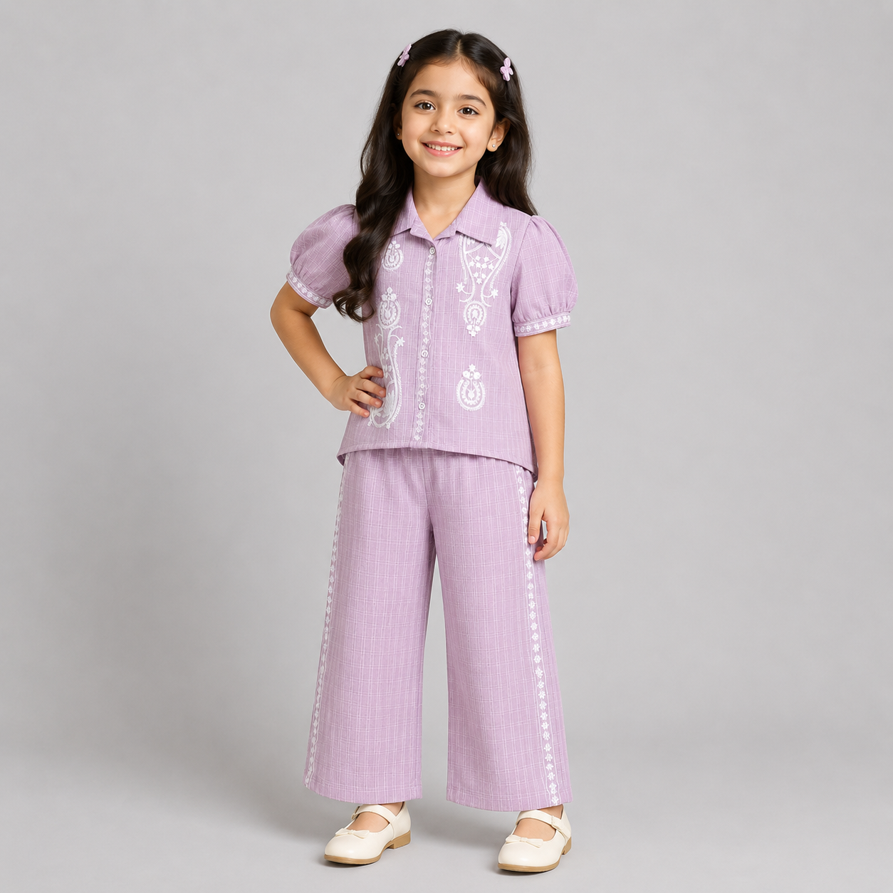 Elegant Embroidered Girls Co-Ord Set